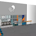 Modern Style Bubble Tea Shop With Glass Frontage Brand Logo And Indoor Seating Area