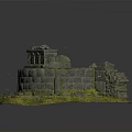 Ancient Circular Stone Ruins Structure Surrounded By Mossy Stones And Green Grass