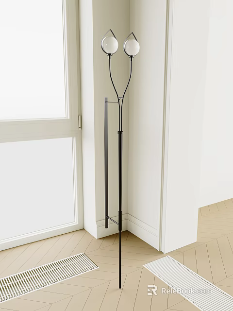 Modern Black Wall Lamp With Sleek Vertical Design Beside Window In Minimalist Interior Space 3d model 