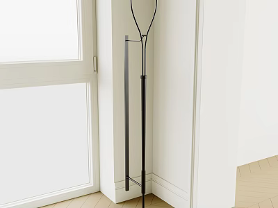 Modern Black Wall Lamp With Sleek Vertical Design Beside Window In Minimalist Interior Space 3d model