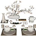 Modern Japanese-style Tableware Plate Tableware Vase Table Display Accessories Ornaments Dining Table Plate Dishes Tea 3d model