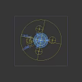 Futuristic UFO Shaped Craft With Blue Illuminated Rings And Ramp Arrows Design