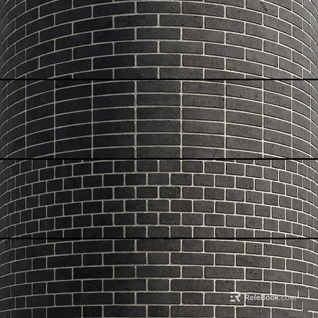 Architectural Brick Wall Components With Black Bricks And Uniform Structured Pattern 3d model 