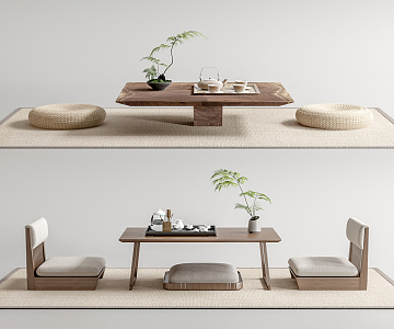 New Chinese Tea Table and Chair Tatami Tea Table and Chair 3d model