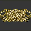 Yellow Abstract Geometric Sculpture With Intricate Wireframe 3D Modern Design 3d model
