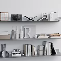 Modern Bookshelf Ornaments Books Pottery 3d model