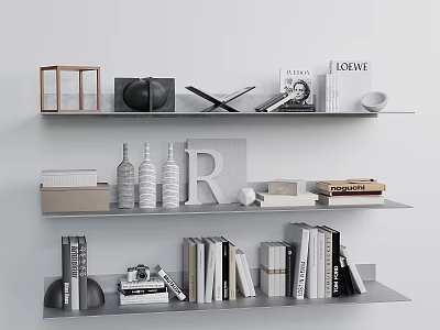 Modern Bookshelf Ornaments Books Pottery 3d model