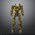 Robot Character With Yellow And Black Mechanical Armor And Futuristic Design Details