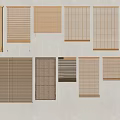 Various Window Blinds with Different Materials and Styles for Home Decor 3d model