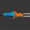Colorful Sci-Fi Toy Weapon With Blue Orange And Gray Design Features 3d model