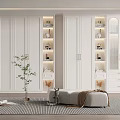 Modern White Wardrobe Interior With Built In Lighting Glass Doors And Decorative Shelves