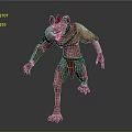Muscular Fantasy Monster Game Character With Red Horns Sharp Fangs In Running 3D Model Design
