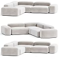 Light Gray Velvet Sectional Sofa With Modern Minimalist Modular Design And Multiple Seats