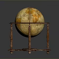 Vintage Globe With Ornate Wooden Stand For Home Decor