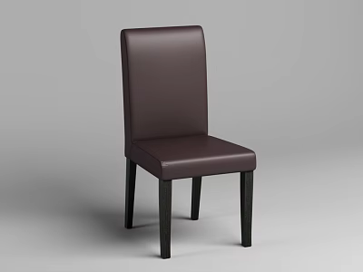 Dark Brown Leather Dining Chair With Sleek Backrest Seat And Black Legs 3d model