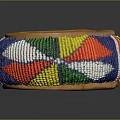 Colorful Beaded Bracelet With Striped Pattern Red Blue White Green Yellow Beads And Leather Lining