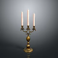 Vintage Brass Candle Holder With Three Candles For Home Living Decor Accessory