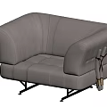 Cream Fabric Single Sofa With Stitched Details Curved Arms Metal Legs And Tassels