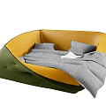 Cozy Yellow Green Pet Bed With Gray Cushion And Soft Pillows