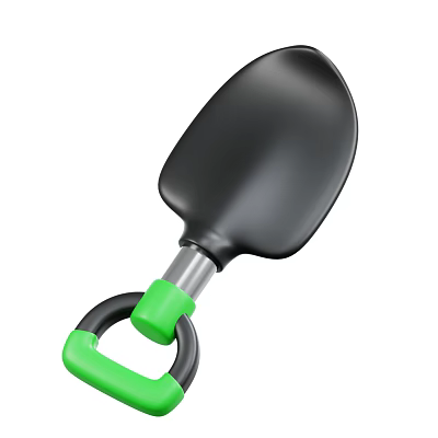 Public Facility Maintenance Shovel With Black Head Silver Connector And Green Loop Handle 3d model