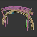 Ornamental Traditional Bamboo Bridge Structure With Curved Arches And Woven Railings