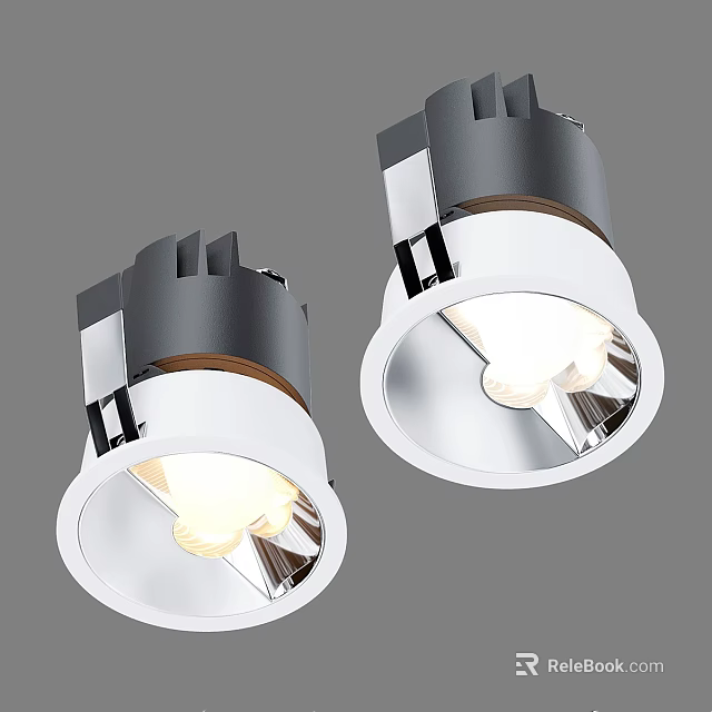 Modern LED Downlights and Spotlights With Illuminated White Black Finish And Metallic Design 3d model 