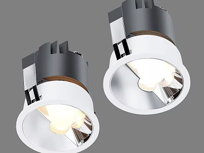 Modern LED Downlights and Spotlights With Illuminated White Black Finish And Metallic Design 3d model