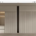 Modern Sliding Door Wardrobe With Vertical Striped Panels And Interior Storage