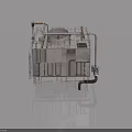 Industrial Swing Door With Metal Structure And Pipes For Mechanical Equipment