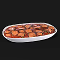 Braised Pork Belly Cubes with Red Glaze Sauce and Green Onion Garnish