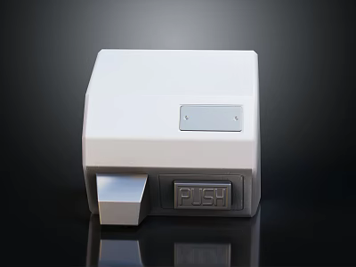Modern White Household Appliance Featuring Push Button And Compact Sleek Design 3d model