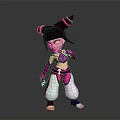Cartoon Style Character With Purple Pink Pigtails White Pants Purple Top Standing Pose Pink Accents