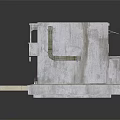 Two Story Building Model With White Concrete Exterior Windows And Paved Platform