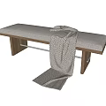 Modern Bed Bench With Wooden Frame Upholstered Seat And Cozy Throw Blanket