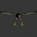 Eagle Figurine With Spread Wings Yellow Claws And Gray Black Feathers On Gray Background