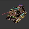 Vintage Industrial Tank 3D Render With Dual Cannons Tracks And Metallic Texture