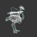 Futuristic Sci Fi Ostrich Character With Red Mechanical Armor And Gear