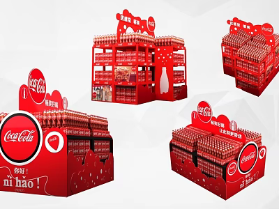 Supermarket Retail Coca-Cola Red Display Shelves For New Year Promotional Arrangement 3d model