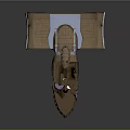 Sci Fi Spaceship Design With Brown Exterior Blue Panel Wing Structures And Metallic Details