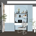 Nordic style children's bookcase bookshelf desk chair wardrobe 3d model