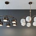 Modern Spherical Glass Chandeliers With Black And White Shades For Home Interior