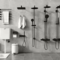 Modern Black Shower Heads With Towel Racks Toilet Sink And Bathroom Accessories