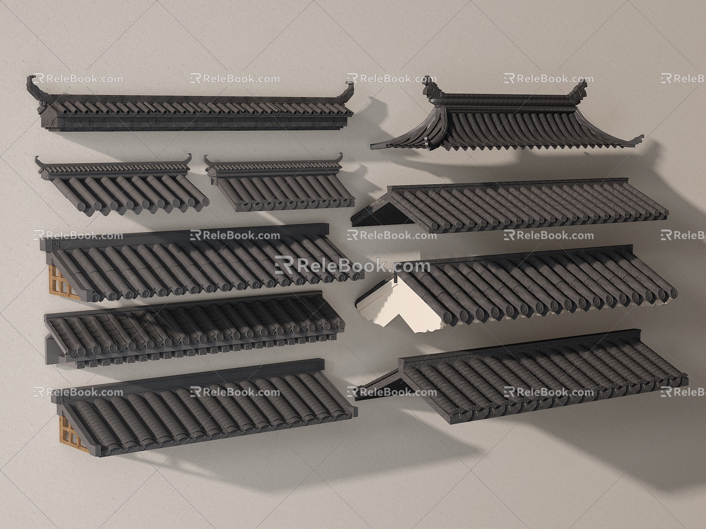 New Chinese-style Roof Ancient Building Roof Eaves Tile Roof 3d model