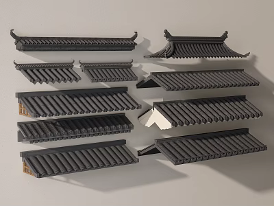 Chinese Traditional Roof Tile Components With Various Styles Shapes And Architectural Details 3d model