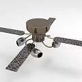 Home Furniture Ceiling Fan With Four Blades Cracked Texture Metallic Base And Three Light Bulbs