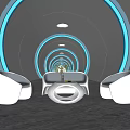 Modern Futuristic Sofa Coffee Table Set With Curved White Design And Blue Lighting