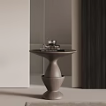 Modern Minimalist Side Table With Unique Layered Base And Stacked Books