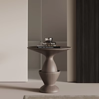 Modern Minimalist Side Table With Unique Layered Base And Stacked Books 3d model