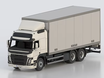 Volvo Box Truck With Modern Cab Design Enclosed Cargo Box And Multiple Wheels 3d model