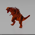 Red Dinosaur Character And Creature Standing With Sharp Spikes Open Mouth On Gray Background 3d model